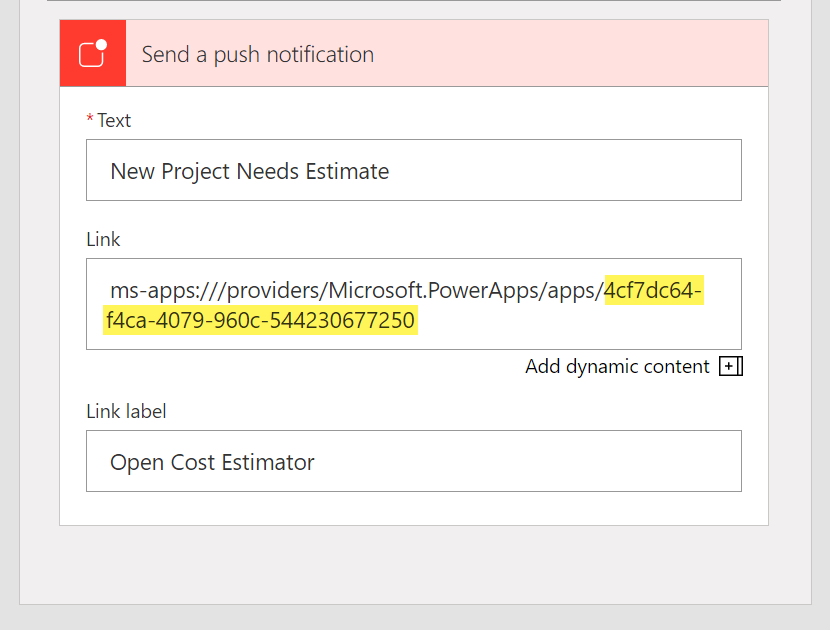 Deep link to a PowerApp from a notification
